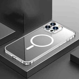 Transparent MagSafe Magnetic Phone Case with Lens Film For iPhone 14 Pro(Silver)