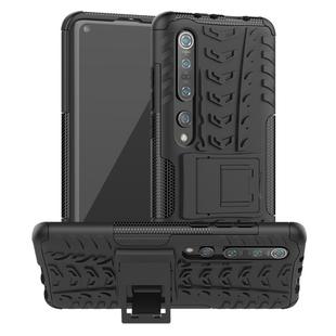 For Xiaomi Mi 10 Pro Tire Texture Shockproof TPU+PC Protective Case with Holder(Black)