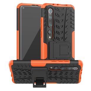 For Xiaomi Mi 10 Pro Tire Texture Shockproof TPU+PC Protective Case with Holder(Orange)