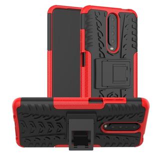 For Xiaomi Redmi K30 Tire Texture Shockproof TPU+PC Protective Case with Holder(Red)