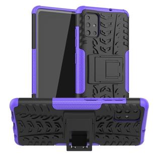 For Galaxy A51 Tire Texture Shockproof TPU+PC Protective Case with Holder(Purple)