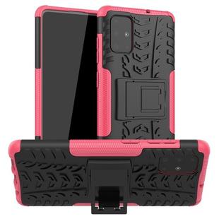 For Galaxy A71 Tire Texture Shockproof TPU+PC Protective Case with Holder(Rose Red)