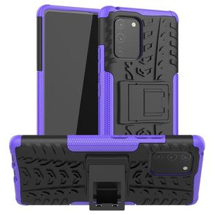 For Galaxy S10e Tire Texture Shockproof TPU+PC Protective Case with Holder(Purple)