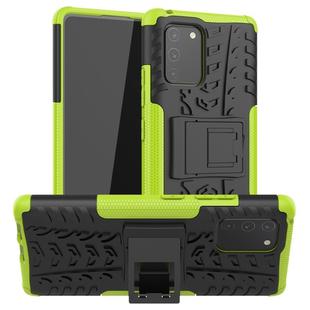 For Galaxy S10e Tire Texture Shockproof TPU+PC Protective Case with Holder(Green)