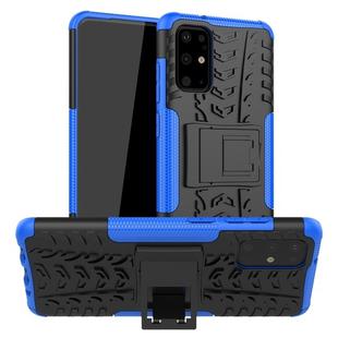 For Galaxy S20+ Tire Texture Shockproof TPU+PC Protective Case with Holder(Blue)