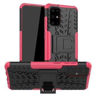 For Galaxy S20+ Tire Texture Shockproof TPU+PC Protective Case with Holder(Rose Red)
