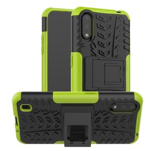 For Galaxy A01 Tire Texture Shockproof TPU+PC Protective Case with Holder(Green)