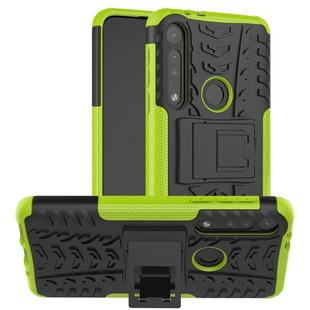 For Motorola One Macro Tire Texture Shockproof TPU+PC Protective Case with Holder(Green)