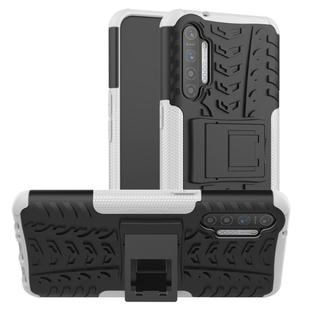 For OPPO Realme XT Tire Texture Shockproof TPU+PC Protective Case with Holder(White)