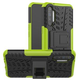 For OPPO Realme XT Tire Texture Shockproof TPU+PC Protective Case with Holder(Green)