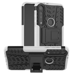 For Motorola G8 Play Tire Texture Shockproof TPU+PC Protective Case with Holder(White)