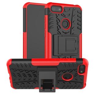 For Motorola E6 Play Tire Texture Shockproof TPU+PC Protective Case with Holder(Red)