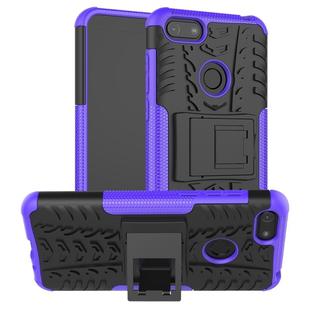 For Motorola E6 Play Tire Texture Shockproof TPU+PC Protective Case with Holder(Purple)