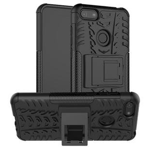 For Motorola E6 Play Tire Texture Shockproof TPU+PC Protective Case with Holder(Black)