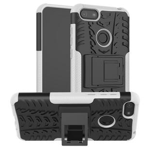 For Motorola E6 Play Tire Texture Shockproof TPU+PC Protective Case with Holder(White)