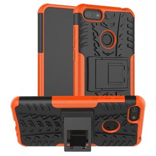 For Motorola E6 Play Tire Texture Shockproof TPU+PC Protective Case with Holder(Orange)