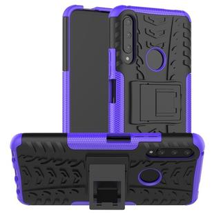 For Huawei Honor 9X Pro Tire Texture Shockproof TPU+PC Protective Case with Holder(Purple)