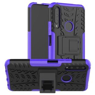 For Huawei Y9 Prime Tire Texture Shockproof TPU+PC Protective Case with Holder(Purple)