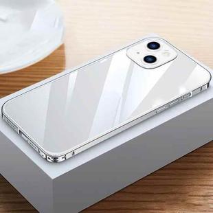 For iPhone 14 Metal Frame HD Transparent Phone Case (Silver)