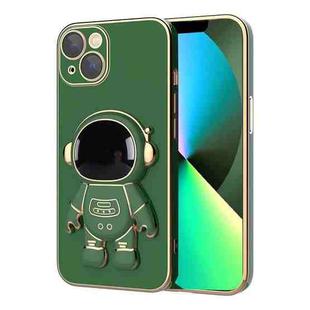 For iPhone 13 Pro Max Plating Astronaut Holder Phone Case with Lens Film (Alpine Green)