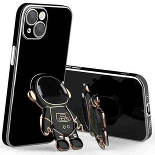 For iPhone 13 Plating Astronaut Holder Phone Case with Lens Film(Black)