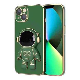 For iPhone 12 Pro Max Plating Astronaut Holder Phone Case with Lens Film(Alpine Green)