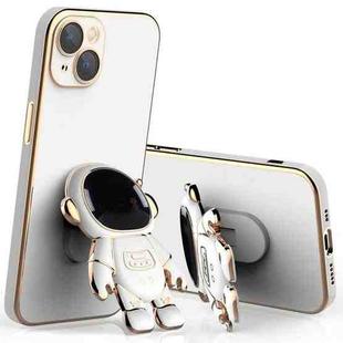 For iPhone 11 Pro Max Plating Astronaut Holder Phone Case with Lens Film (White)