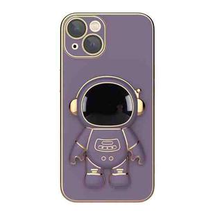 For iPhone 13 Plating Astronaut Holder Phone Case (Lavender Purple)