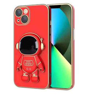 For iPhone 13 mini Plating Astronaut Holder Phone Case (Red)
