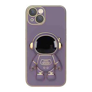 For iPhone 12 Pro Max Plating Astronaut Holder Phone Case (Lavender Purple)