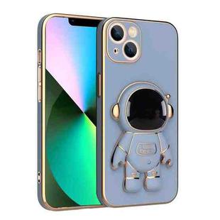 For iPhone 12 Plating Astronaut Holder Phone Case(Sierra Blue)