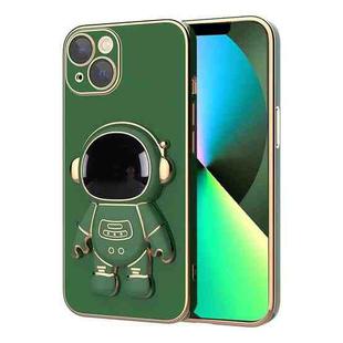 For iPhone 12 Plating Astronaut Holder Phone Case (Dark Green)