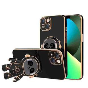 For iPhone 13 Pro Emoji Astronaut Holder Phone Case with Lens Film (Black)