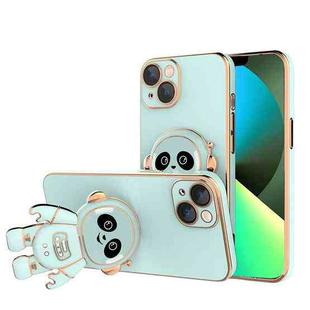 For iPhone 13 mini Emoji Astronaut Holder Phone Case with Lens Film (Light Cyan)