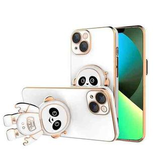 For iPhone 13 mini Emoji Astronaut Holder Phone Case with Lens Film (White)