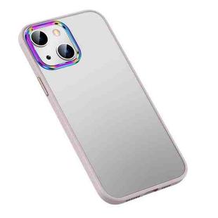 For iPhone 14 Plus Colorful Metal Lens Ring Matte PC + TPU Phone Case (Pink)