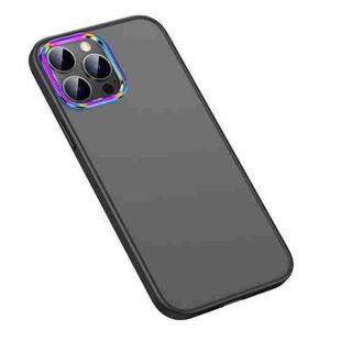 For iPhone 14 Pro Colorful Metal Lens Ring Matte PC + TPU Phone Case(Black)