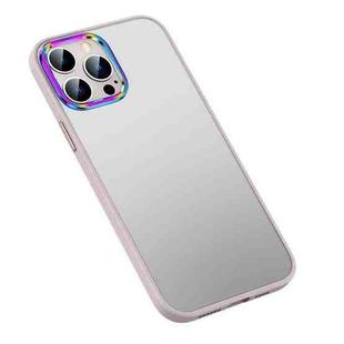 For iPhone 14 Pro Max Colorful Metal Lens Ring Matte PC + TPU Phone Case (Pink)