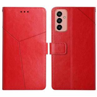 For Samsung Galaxy M13 HT01 Y-shaped Pattern Flip Leather Phone Case(Red)