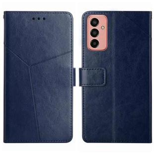 For Samsung Galaxy M13 HT01 Y-shaped Pattern Flip Leather Phone Case(Blue)