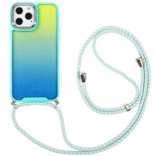 Lanyard Gradient Phone Case For iPhone 12(Blue Yellow)