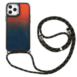 For iPhone 11 Lanyard Gradient Phone Case (Blue Orange)
