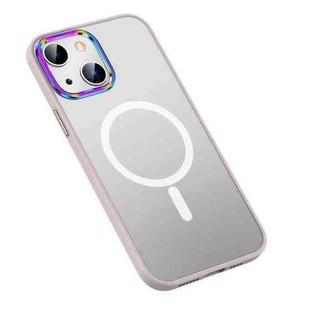 For iPhone 14 MagSafe Colorful Metal Lens Ring Matte PC + TPU Phone Case (Pink)