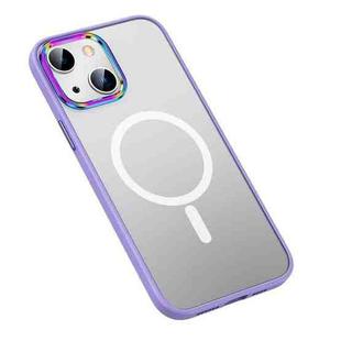 For iPhone 14 MagSafe Colorful Metal Lens Ring Matte PC + TPU Phone Case (Purple)