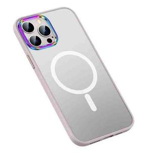 For iPhone 14 Pro MagSafe Colorful Metal Lens Ring Matte PC + TPU Phone Case(Pink)