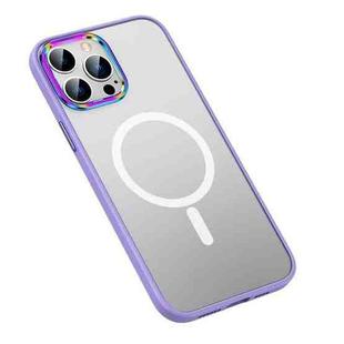 For iPhone 14 Pro MagSafe Colorful Metal Lens Ring Matte PC + TPU Phone Case(Purple)