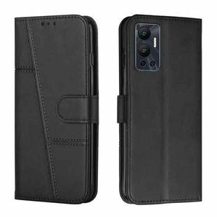 For Infinix Hot 12 Stitching Calf Texture Buckle Leather Phone Case(Black)