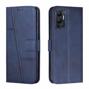For Infinix Hot 12 Stitching Calf Texture Buckle Leather Phone Case(Blue)