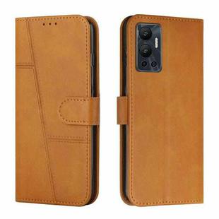 For Infinix Hot 12 Stitching Calf Texture Buckle Leather Phone Case(Yellow)
