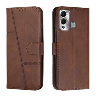 For Infinix Hot 12 Play Stitching Calf Texture Buckle Leather Phone Case(Brown)